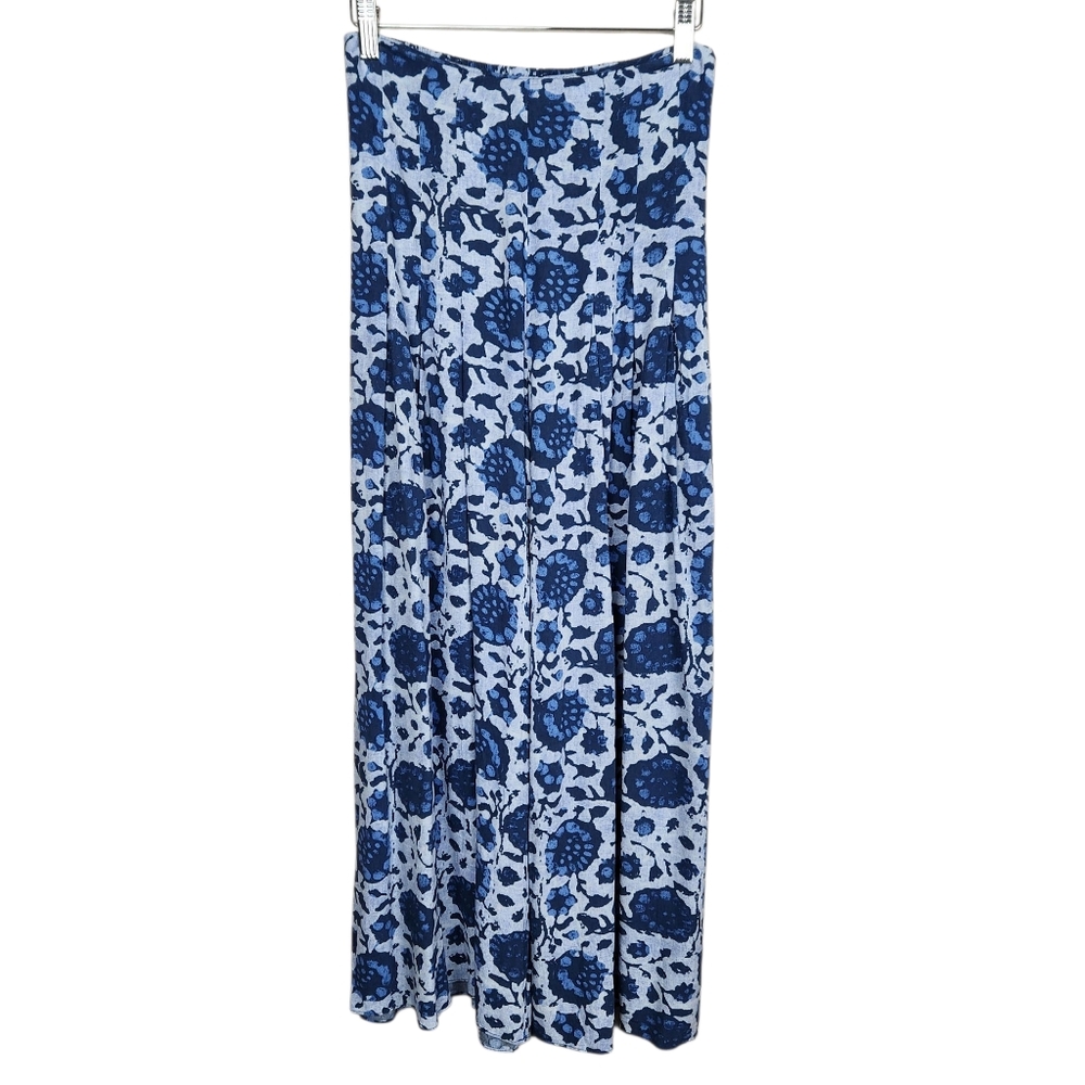 Free People Lady Lady Blue Printed Wide Leg Cropped Smocked Pants Womens Size XS - Picture 2 of 13